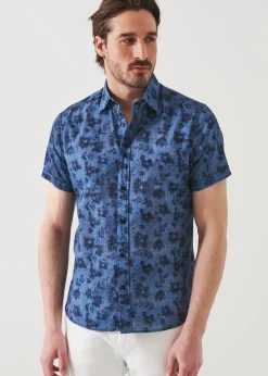 PATRICK ASSARAF Floral Print Linen Shirt|Men Shirts