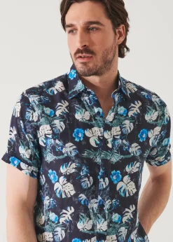 PATRICK ASSARAF Floral Tropical Print Linen Shirt|Men Shirts