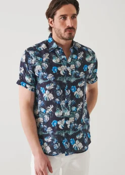 PATRICK ASSARAF Floral Tropical Print Linen Shirt|Men Shirts