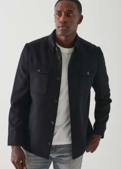 PATRICK ASSARAF Four Patch Pocket Wool Shirt Jacket|Men Shirt Jackets
