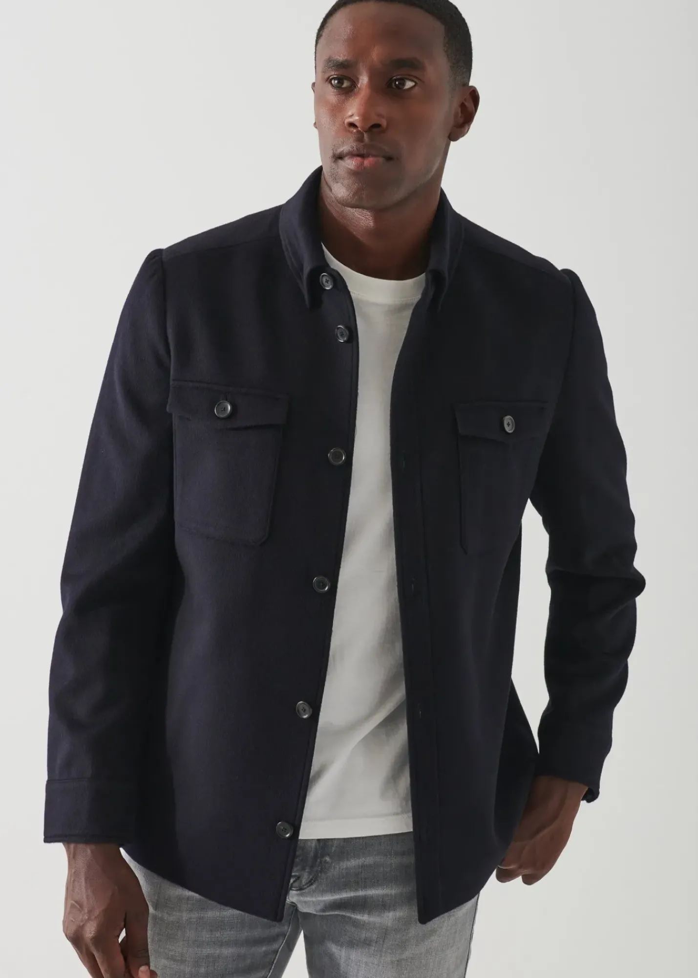 PATRICK ASSARAF Four Patch Pocket Wool Shirt Jacket|Men Shirt Jackets