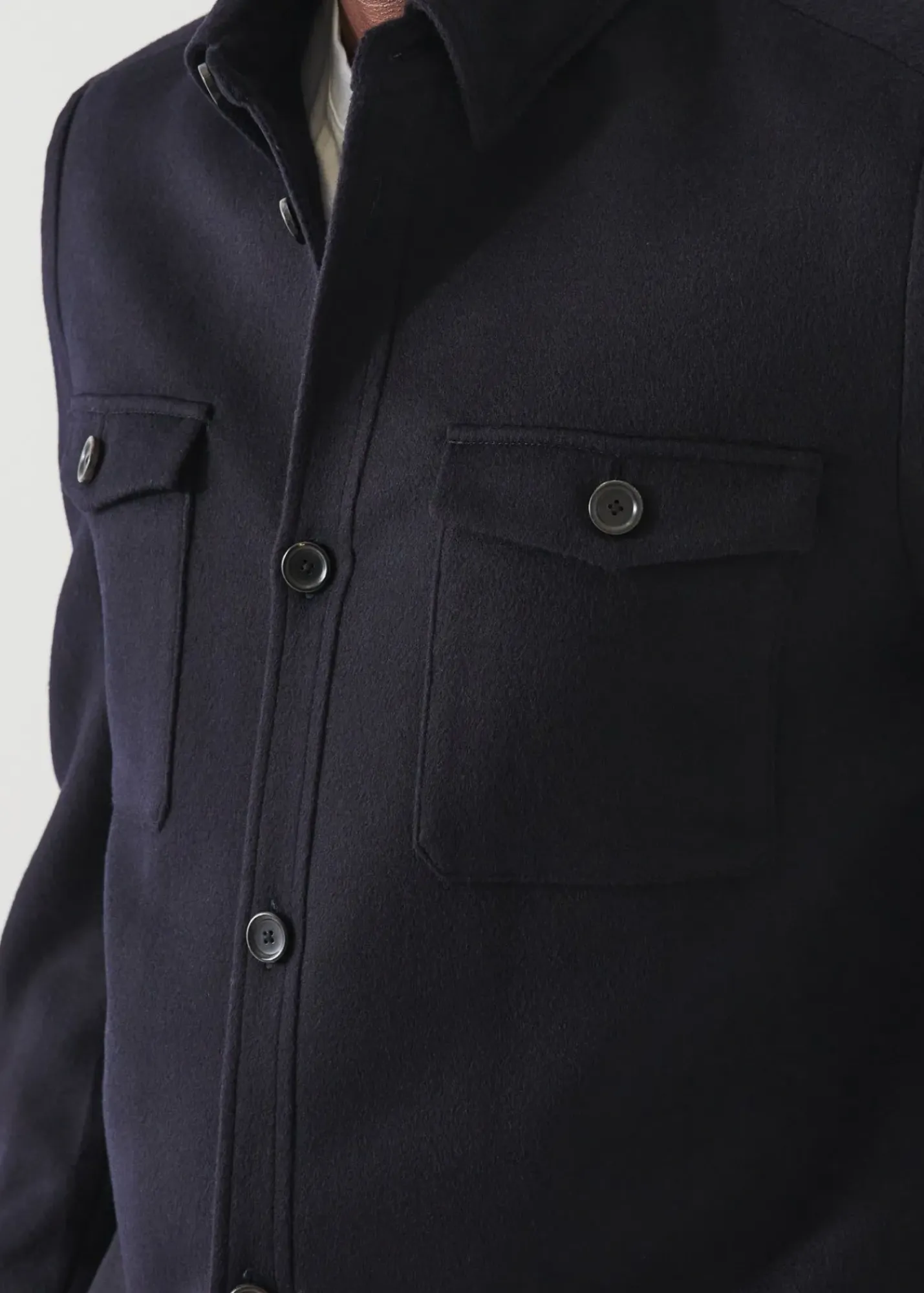 PATRICK ASSARAF Four Patch Pocket Wool Shirt Jacket|Men Shirt Jackets