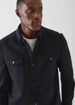 PATRICK ASSARAF Four Patch Pocket Wool Shirt Jacket|Men Shirt Jackets