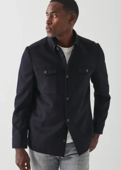 PATRICK ASSARAF Four Patch Pocket Wool Shirt Jacket|Men Shirt Jackets