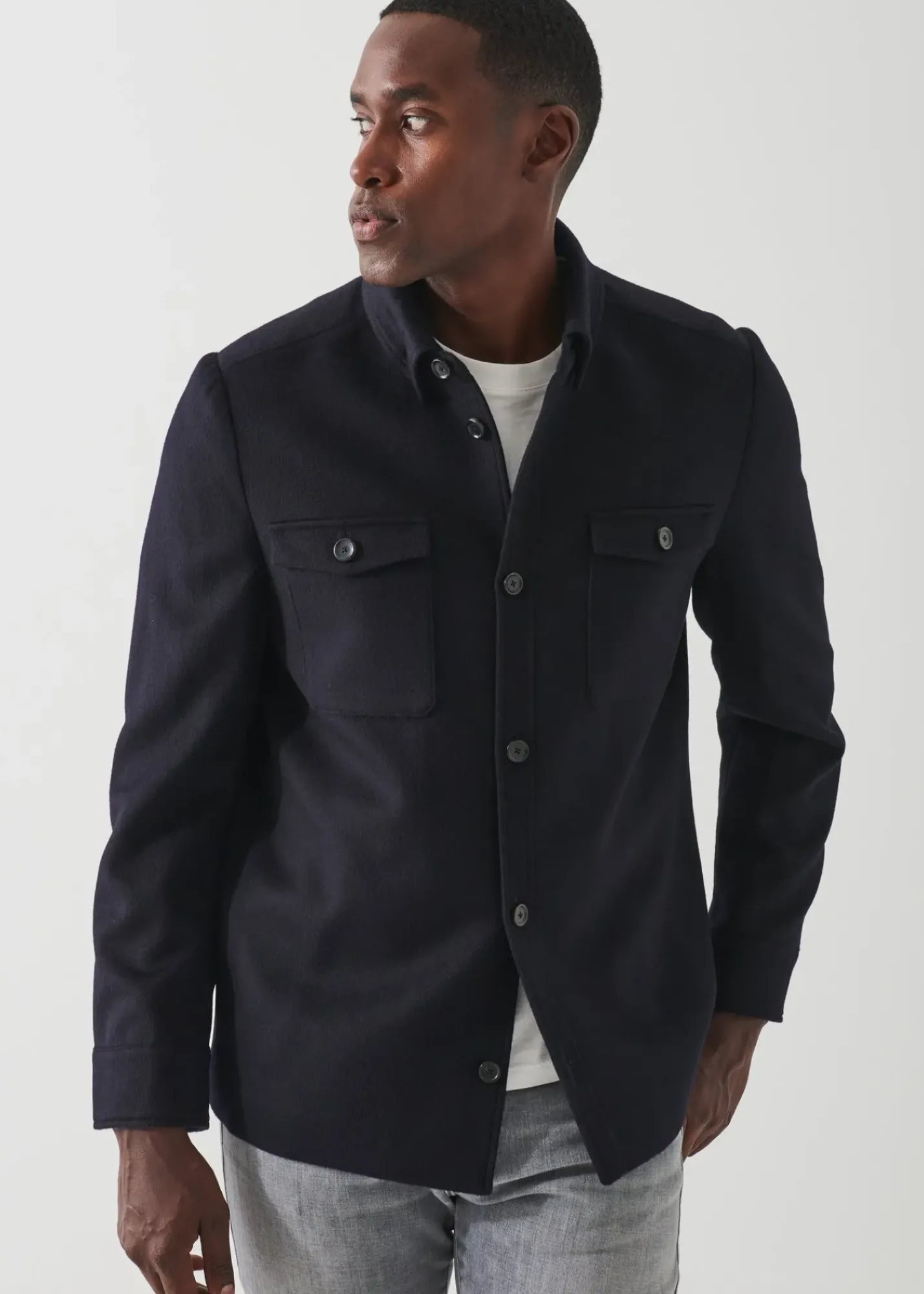 PATRICK ASSARAF Four Patch Pocket Wool Shirt Jacket|Men Shirt Jackets