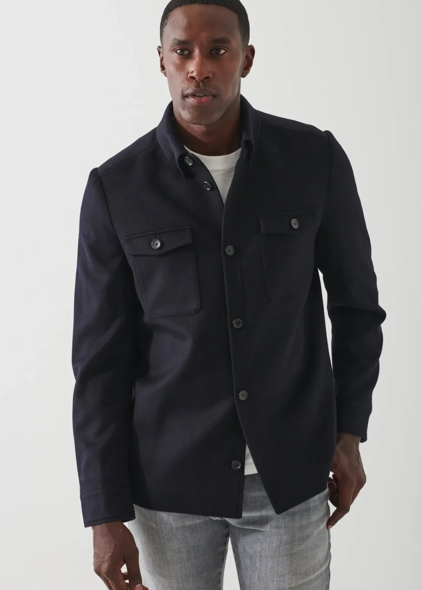 PATRICK ASSARAF Four Patch Pocket Wool Shirt Jacket|Men Shirt Jackets