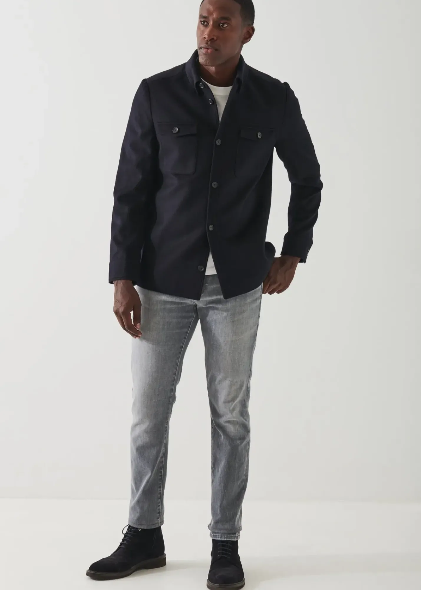 PATRICK ASSARAF Four Patch Pocket Wool Shirt Jacket|Men Shirt Jackets