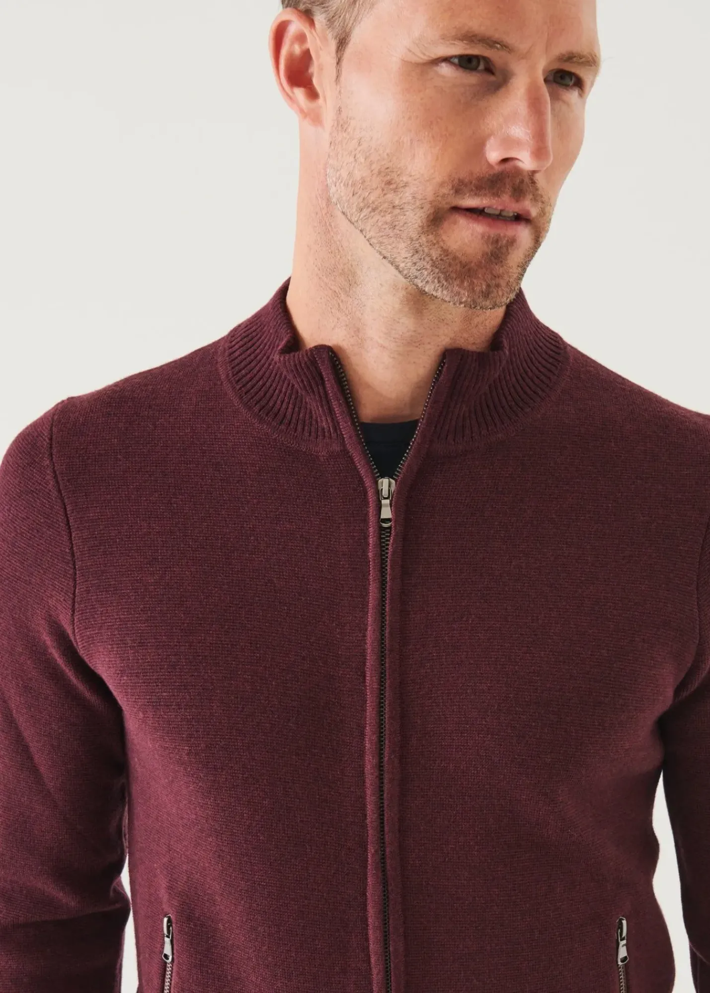 PATRICK ASSARAF Full-Zip Half Milano Cardigan|Men Knitwear