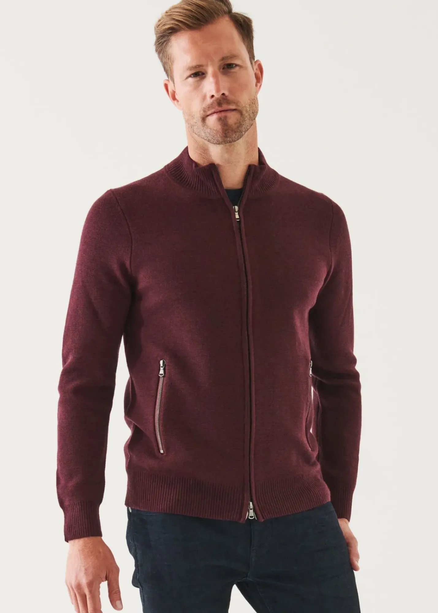 PATRICK ASSARAF Full-Zip Half Milano Cardigan|Men Knitwear
