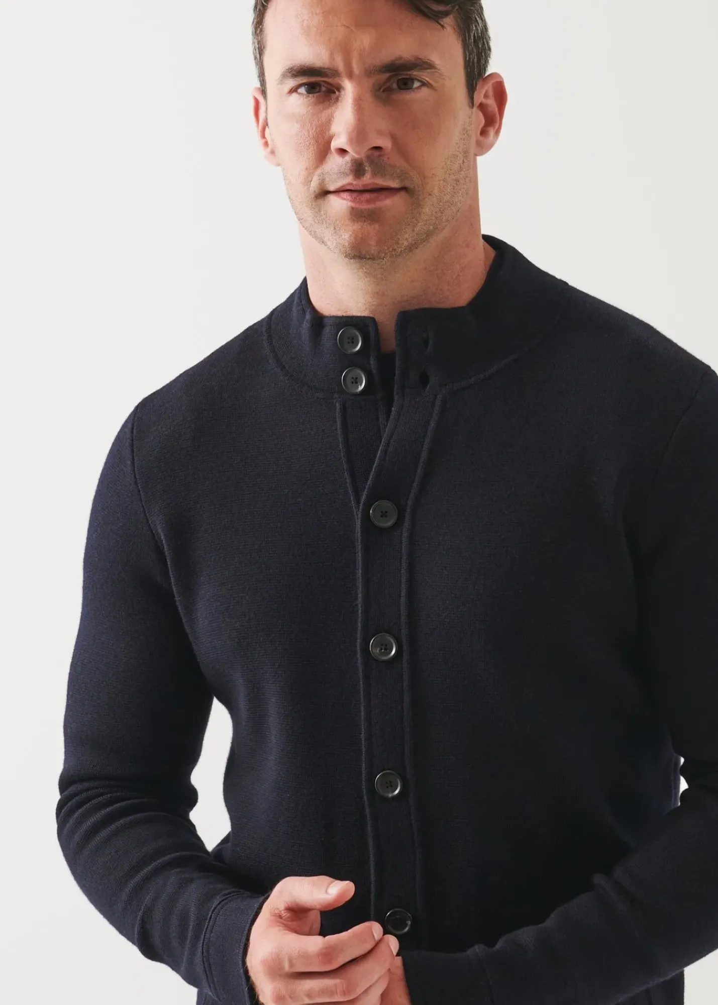 PATRICK ASSARAF Half Milano Stitch Mock Cardigan|Men Knitwear