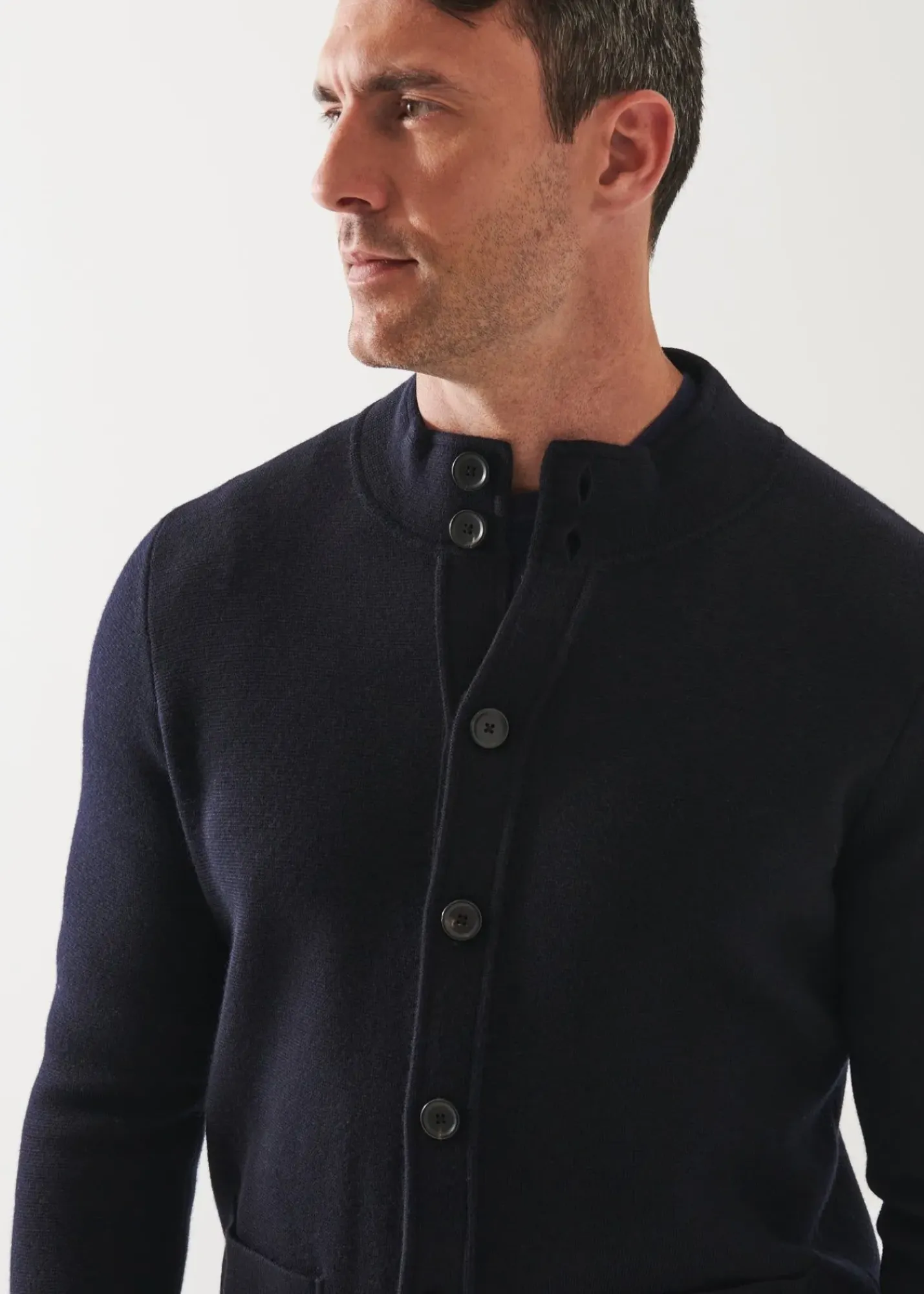 PATRICK ASSARAF Half Milano Stitch Mock Cardigan|Men Knitwear
