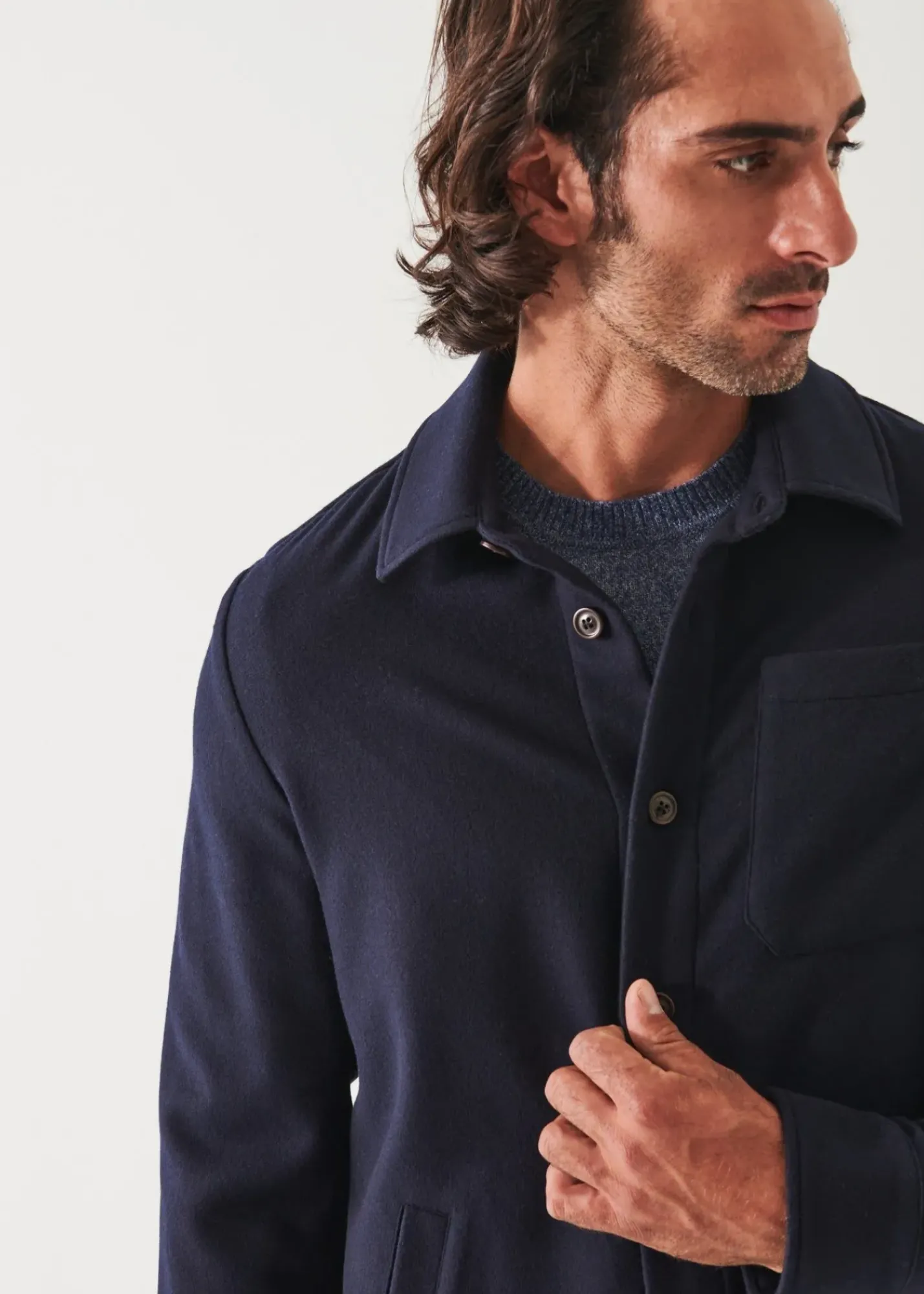 PATRICK ASSARAF Italian One Pocket Shirt Jacket|Men Outerwear