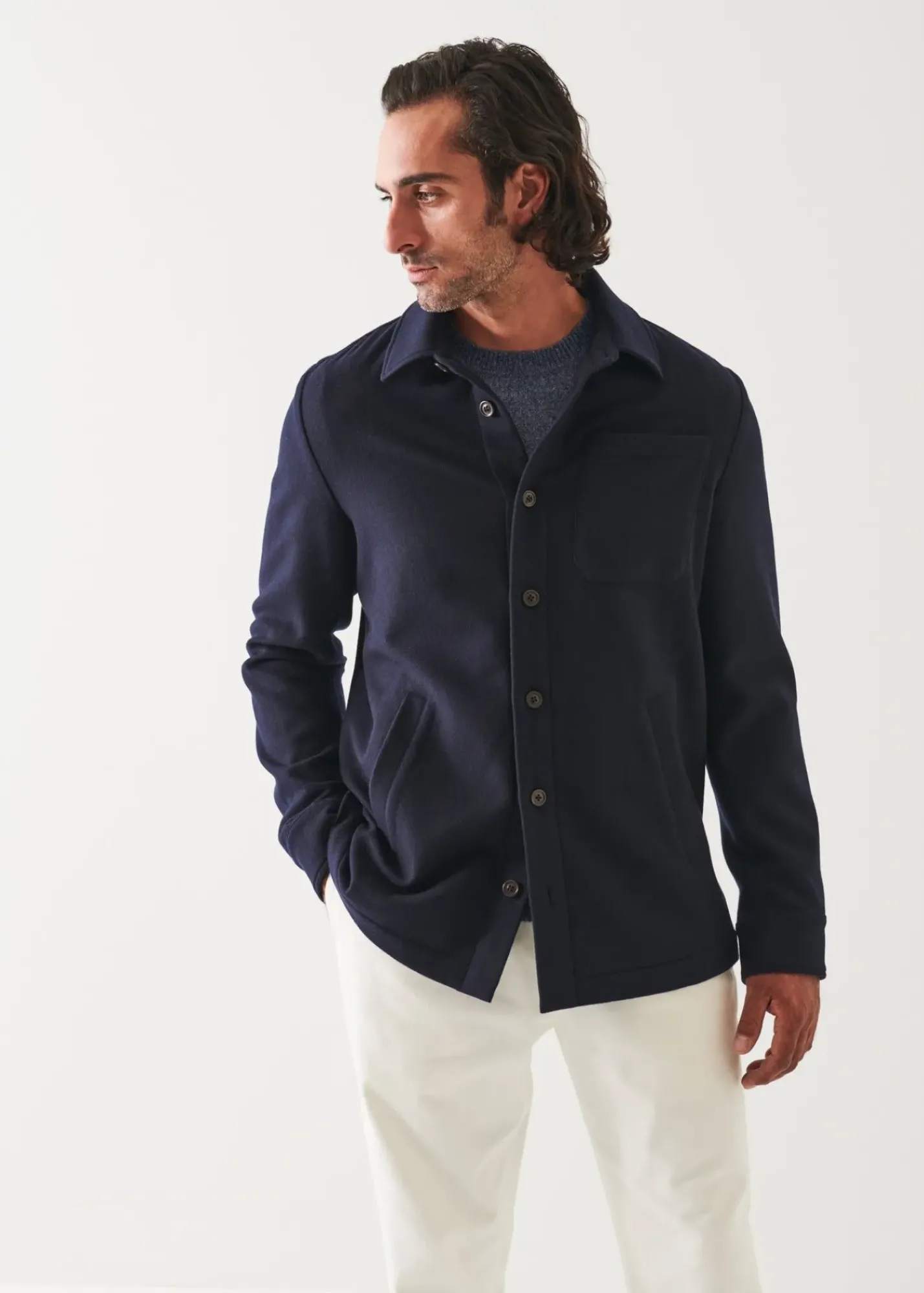 PATRICK ASSARAF Italian One Pocket Shirt Jacket|Men Outerwear