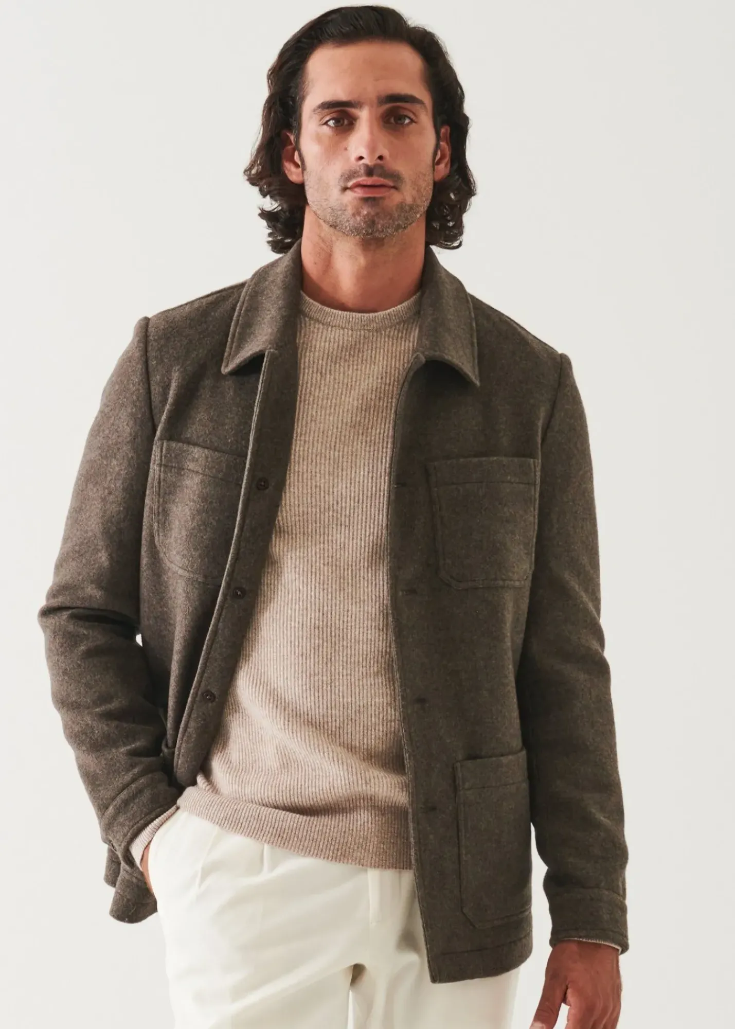 PATRICK ASSARAF Japanese Double-Face Shirt Jacket|Men Shirt Jackets
