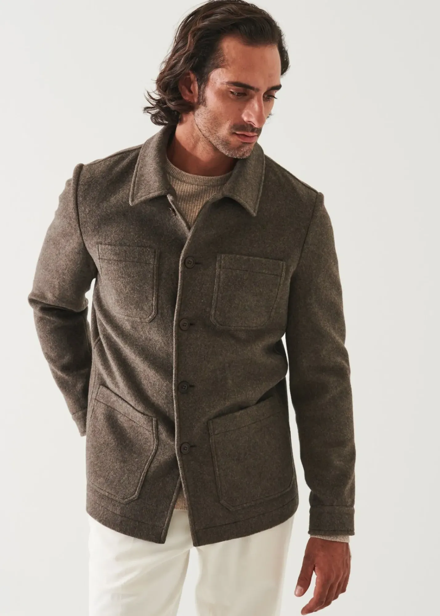 PATRICK ASSARAF Japanese Double-Face Shirt Jacket|Men Shirt Jackets