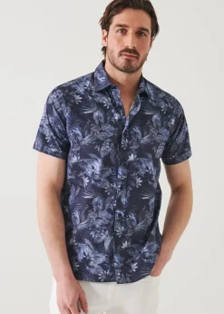 PATRICK ASSARAF Leaf Print Cotton Shirt|Men Shirts