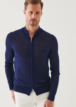 PATRICK ASSARAF Lightweight Merino Blend Full Zip Sweater|Men Knitwear