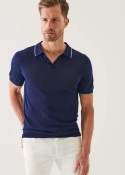 PATRICK ASSARAF Lightweight Merino Blend Open Polo|Men Polos