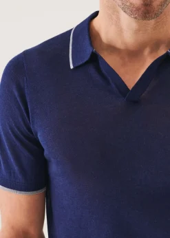 PATRICK ASSARAF Lightweight Merino Blend Open Polo|Men Polos