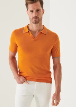 PATRICK ASSARAF Lightweight Merino Blend Open Polo|Men Polos