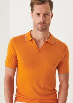 PATRICK ASSARAF Lightweight Merino Blend Open Polo|Men Polos