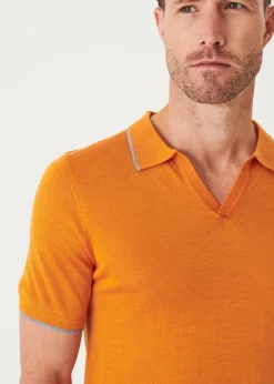 PATRICK ASSARAF Lightweight Merino Blend Open Polo|Men Polos