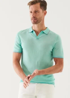 PATRICK ASSARAF Lightweight Merino Blend Open Polo|Men Polos