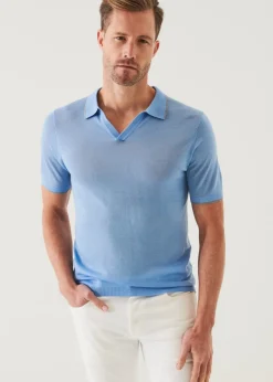PATRICK ASSARAF Lightweight Merino Blend Open Polo|Men Polos
