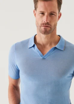 PATRICK ASSARAF Lightweight Merino Blend Open Polo|Men Polos