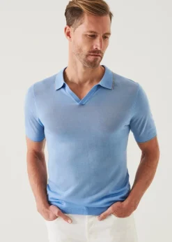 PATRICK ASSARAF Lightweight Merino Blend Open Polo|Men Polos