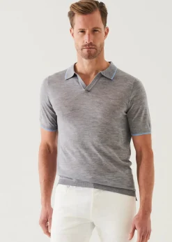 PATRICK ASSARAF Lightweight Merino Blend Open Polo|Men Polos