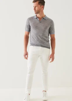 PATRICK ASSARAF Lightweight Merino Blend Open Polo|Men Polos