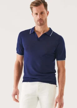 PATRICK ASSARAF Lightweight Merino Blend Open Polo|Men Polos