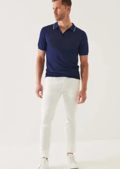 PATRICK ASSARAF Lightweight Merino Blend Open Polo|Men Polos