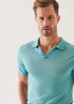 PATRICK ASSARAF Lightweight Merino Blend Open Polo|Men Polos