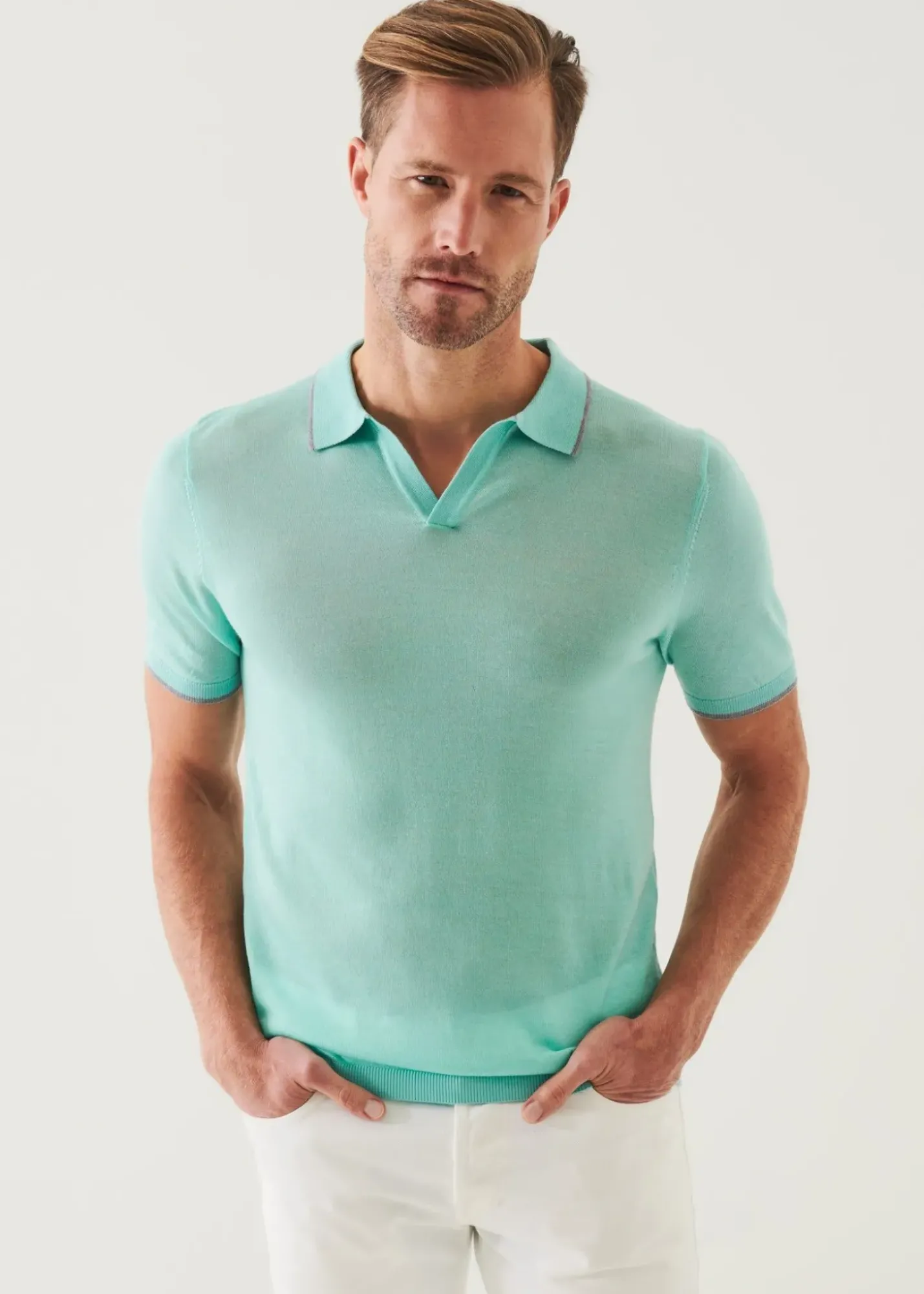 PATRICK ASSARAF Lightweight Merino Blend Open Polo|Men Knitwear