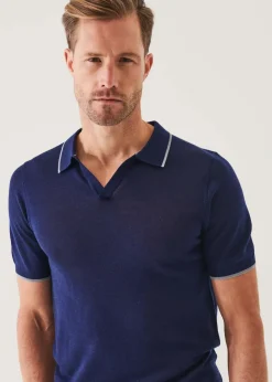 PATRICK ASSARAF Lightweight Merino Blend Open Polo|Men Knitwear