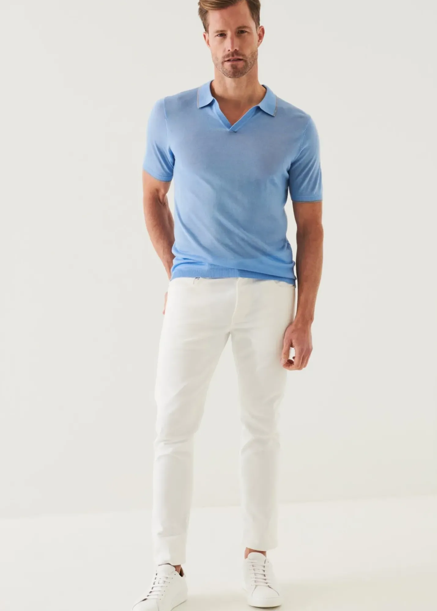 PATRICK ASSARAF Lightweight Merino Blend Open Polo|Men Knitwear