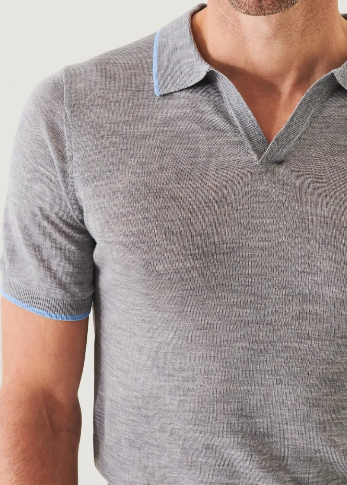 PATRICK ASSARAF Lightweight Merino Blend Open Polo|Men Knitwear