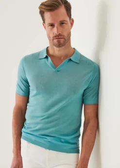 PATRICK ASSARAF Lightweight Merino Blend Open Polo|Men Knitwear
