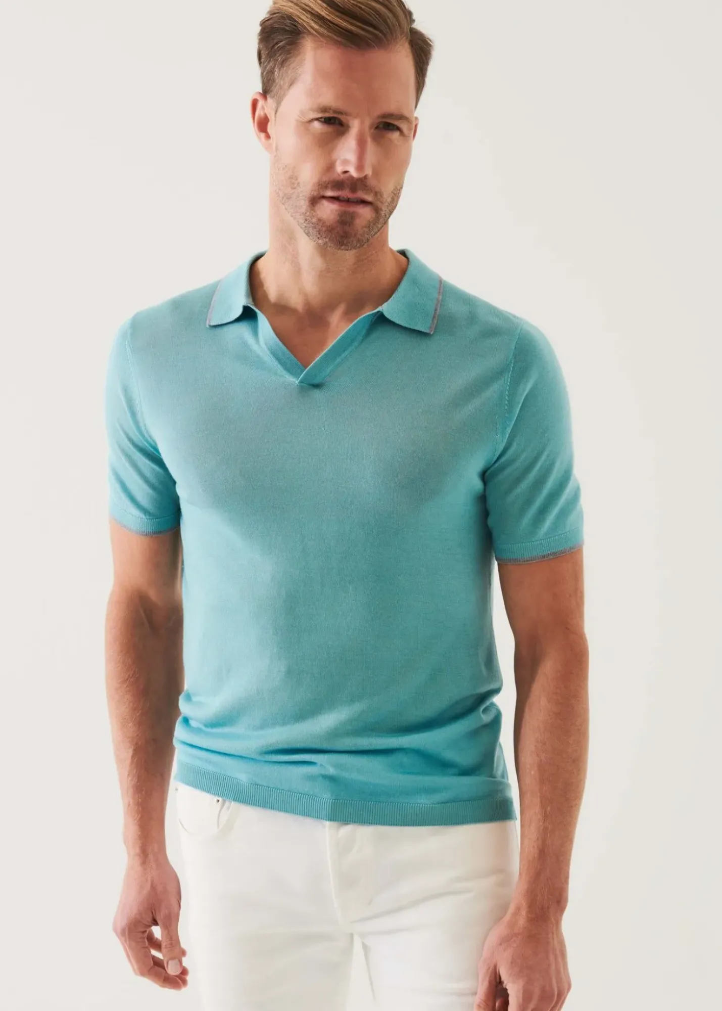 PATRICK ASSARAF Lightweight Merino Blend Open Polo|Men Knitwear