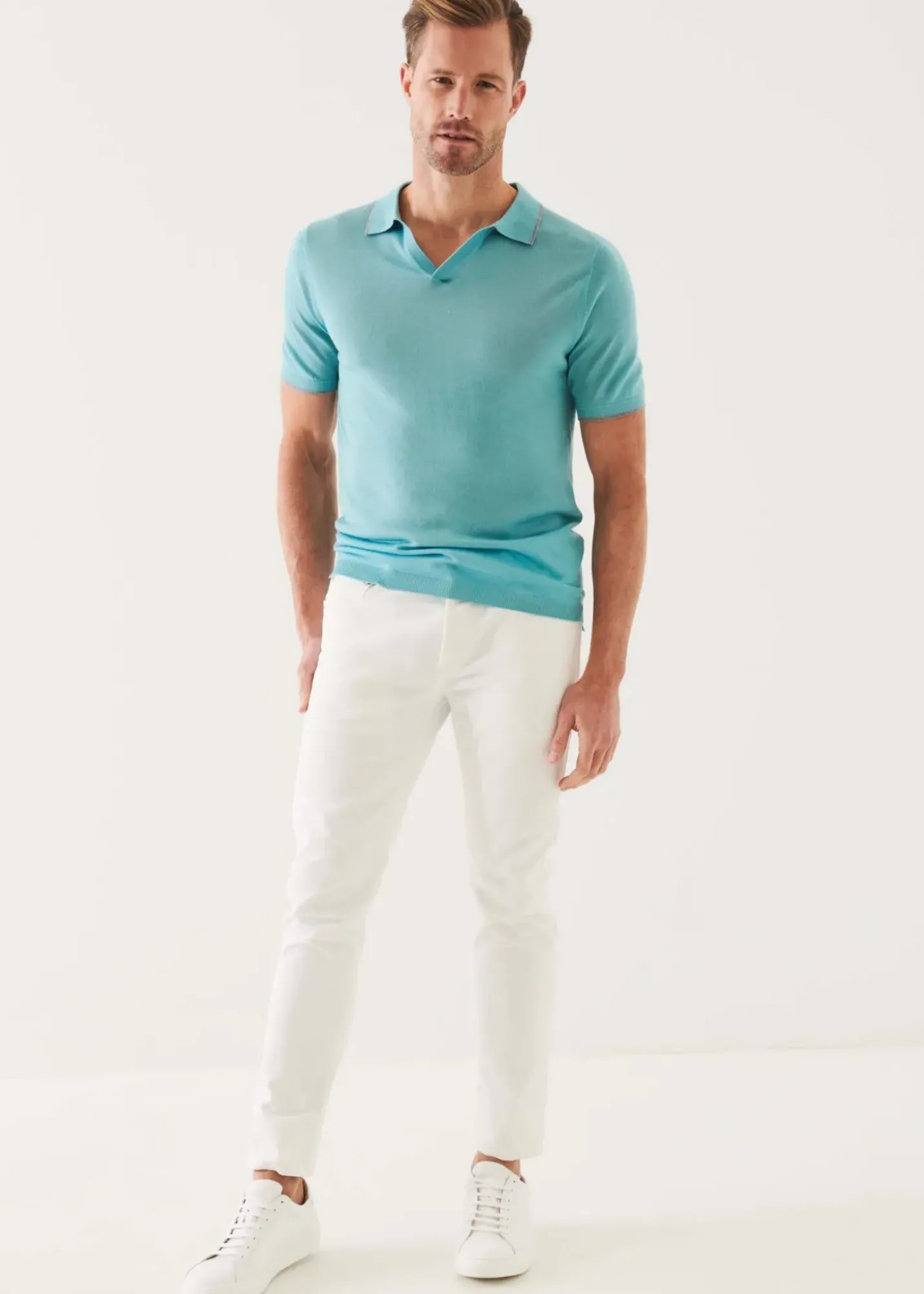 PATRICK ASSARAF Lightweight Merino Blend Open Polo|Men Knitwear
