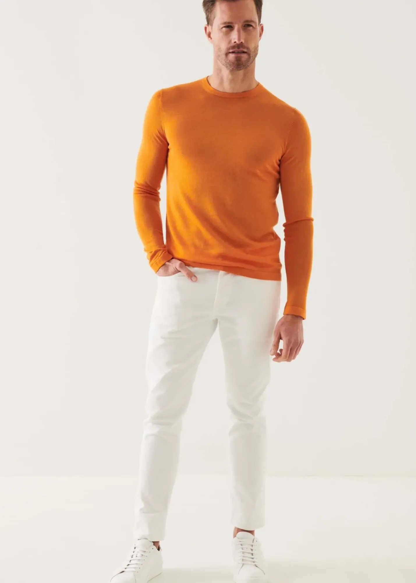 PATRICK ASSARAF Lightweight Merino Blend Crewneck Sweater|Men Knitwear