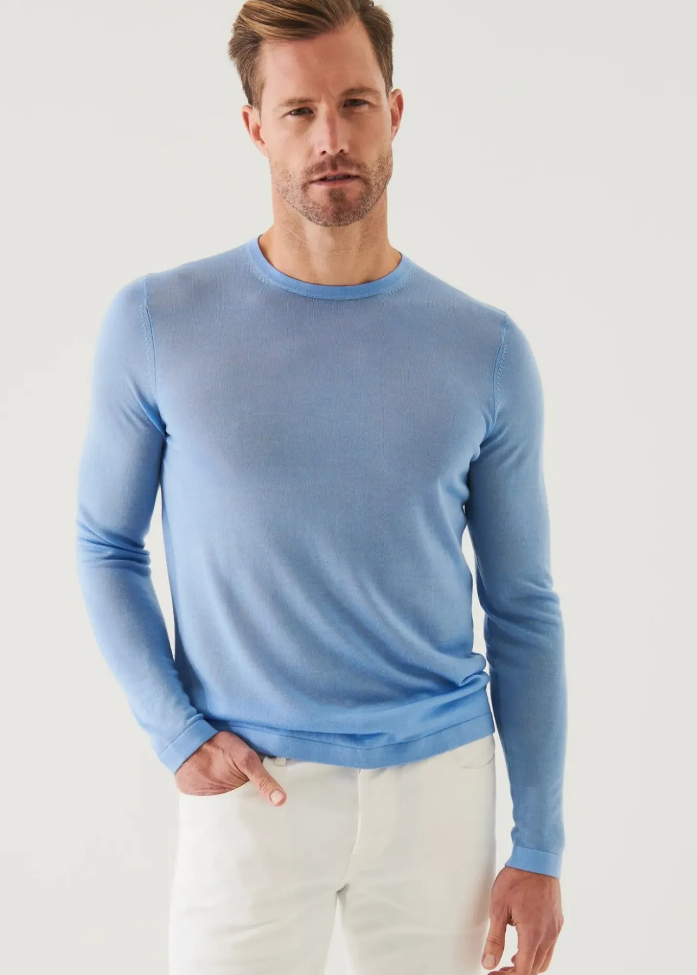 PATRICK ASSARAF Lightweight Merino Blend Crewneck Sweater|Men Knitwear