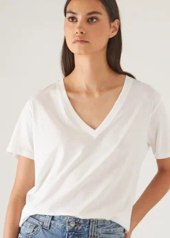 PATRICK ASSARAF Lightweight Pima Cotton Boyfriend V-Neck T-Shirt|Women T-Shirts