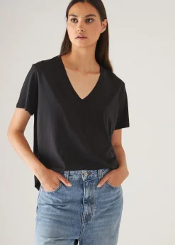 PATRICK ASSARAF Lightweight Pima Cotton Boyfriend V-Neck T-Shirt|Women T-Shirts