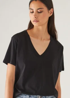 PATRICK ASSARAF Lightweight Pima Cotton Boyfriend V-Neck T-Shirt|Women T-Shirts