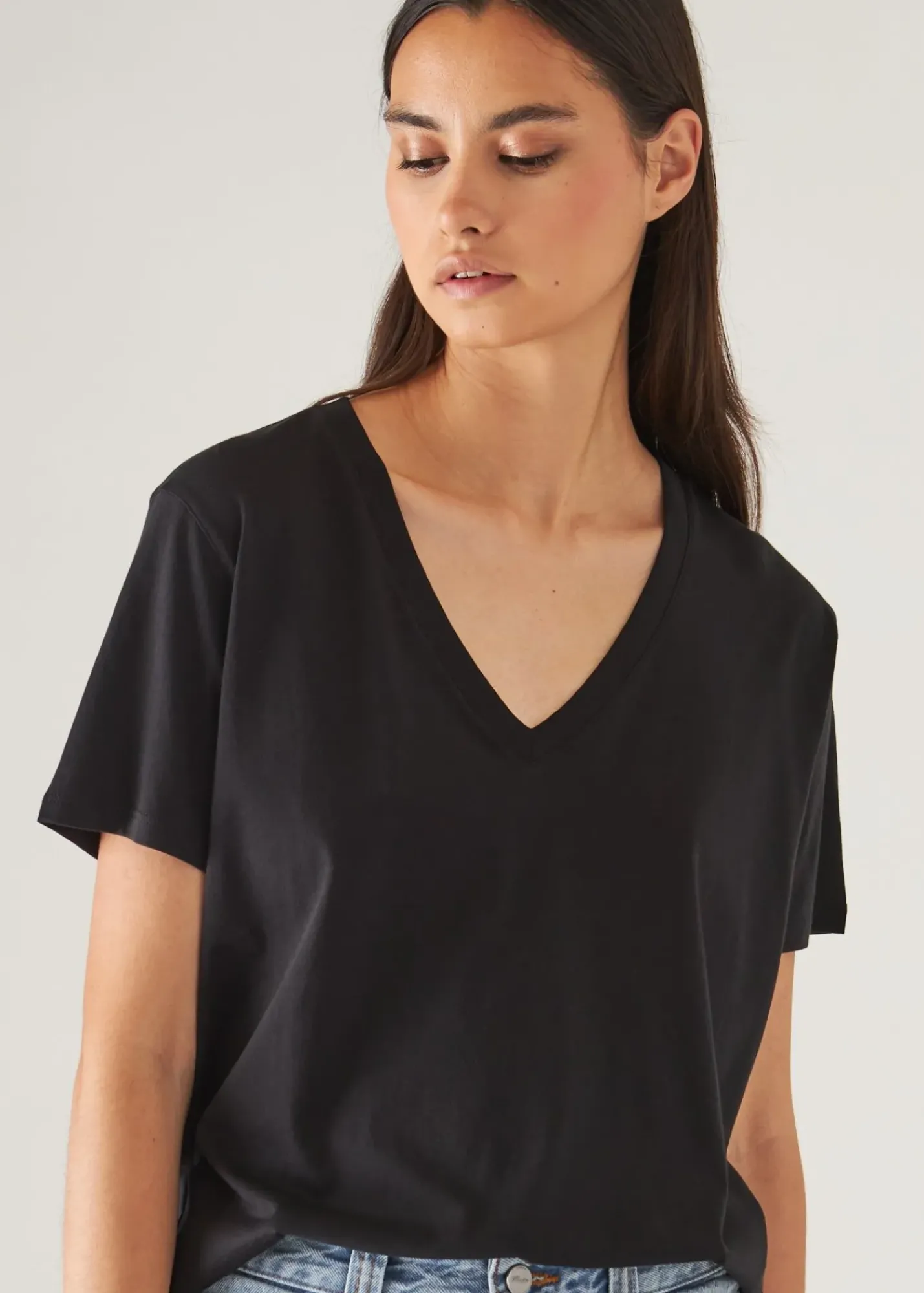 PATRICK ASSARAF Lightweight Pima Cotton Boyfriend V-Neck T-Shirt|Women T-Shirts