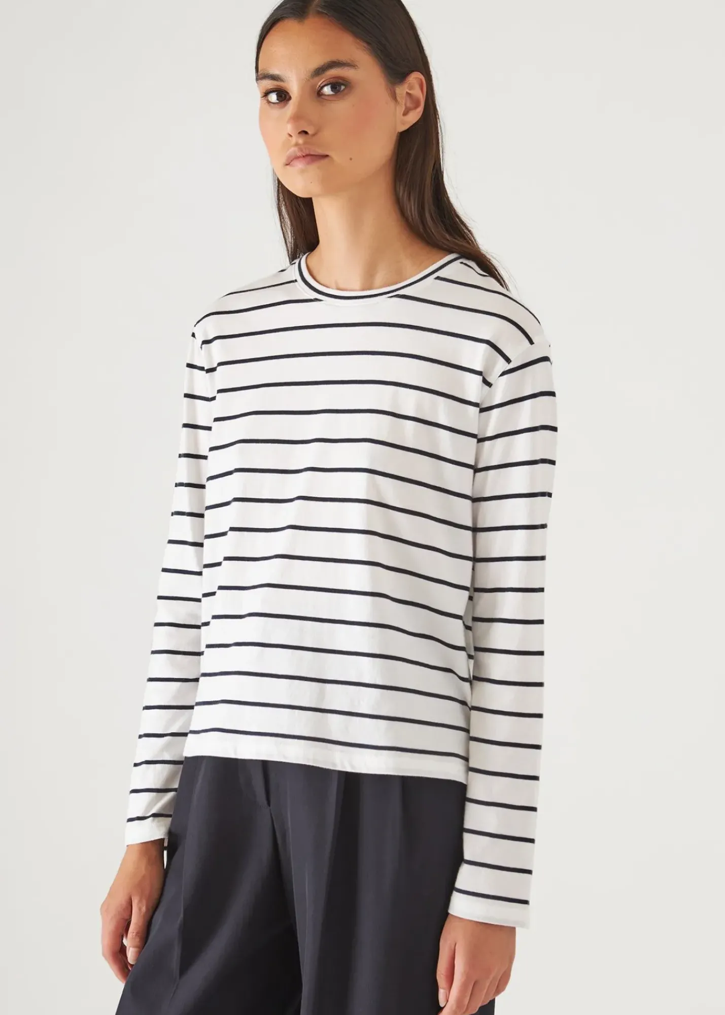 PATRICK ASSARAF Lightweight Pima Cotton Reverse Spray Long Sleeve T-Shirt|Women T-Shirts