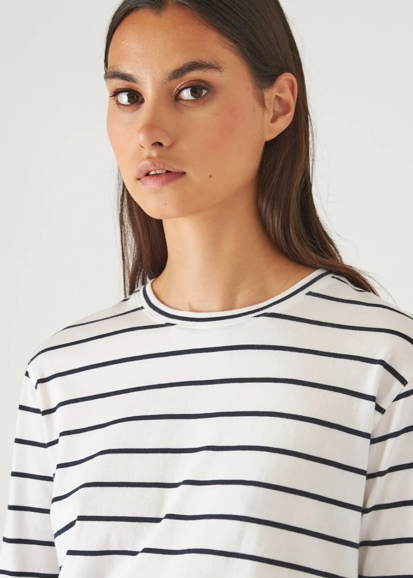 PATRICK ASSARAF Lightweight Pima Cotton Reverse Spray Long Sleeve T-Shirt|Women T-Shirts